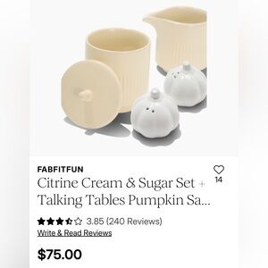 Citrine Sugar and Creamer Set & Talking Tables Pumpkin Sat and Pepper Shakers